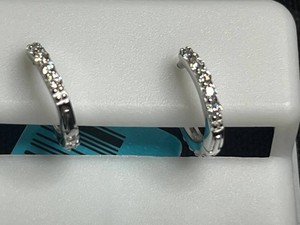 Moissanite Huggies Hoop Earrings - 925 Sterling Silver 0.31 CTW VVS D - retail tag $199