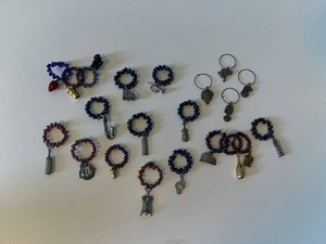 Wine Glass Charms & Decorative Charm Key Rings Mixed Lot