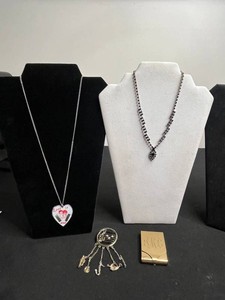 VTG Costume Jewelry Mixed Lot - Necklaces, Music Brooch & SweetN Low Case