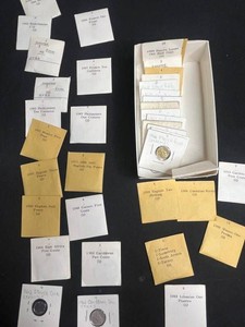 World Coin Collection - Vintage French, English & Caribbean Currency Mixed Lot - quantities unverified in envelopes but audits support