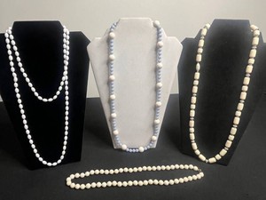 Costume Jewelry Necklaces - Beaded Necklace Group (Lot of 4) - Cream Beaded Necklace is Trifari