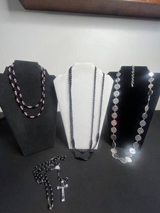 VTG Costume Jewelry Necklaces & Rosary - 4-Piece Mixed Lot