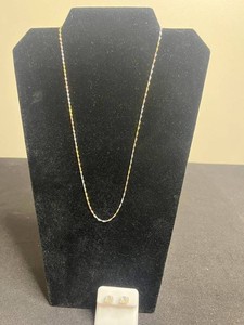 Jewelry Set - Sterling Silver Tri Color Necklace  2.5 g & Moissanite Stud Earrings w $699 retail tag