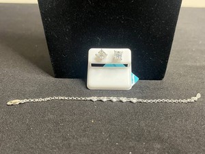 Sterling Silver Moissanite Jewelry - Stud Earrings w $799 retail tag & 925 Bracelet  2.73 g
