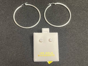 Moissanite Earrings - 10K Gold Studs w $799 retail tag & 925 Hoops 2-Pair