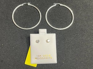 925 Hoop Earrings & 10K Gold Moissanite Stud Earrings w $799 retail tag