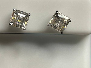 Moissanite Stud Earrings - Sterling Silver 2.42 CTW D Color VS - $699 retail tag