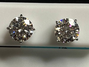 Moissanite Stud Earrings - Sterling Silver 4.0 CTW VVS D Color - $799 retail tag
