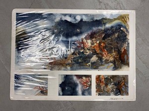 Signed Abstract Art Print Dated 1983 Large Unframed Wall Decor