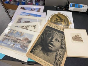 Group of Vintage Rome Prints Etching Religious Art & 1943 Folio