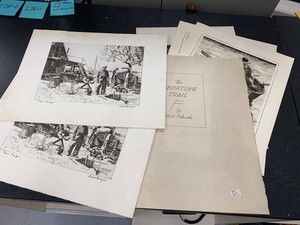 Vintage Drypoint Print Portfolio w Lionel Barrymore & R H Palenske