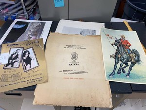 Group Vintage Assorted Prints Posters RCMP USS Forrest Sherman Miss Piggy