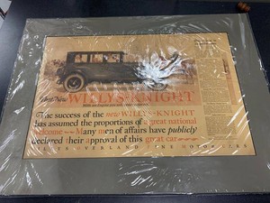 Willys-Knight March 14, 1925 Matted Automobile Ad Print