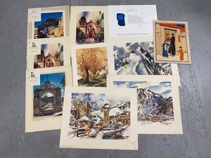 Group of Vintage Art Prints Broadsides Travel Scenic Ski Wall Decor