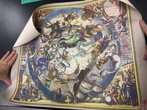 Coronet Celestial Map Lithograph Poster Johannes Janssonius Repro