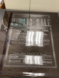 1912-Dated August Knepper Public Sale Farm Auction Broadside Framed
