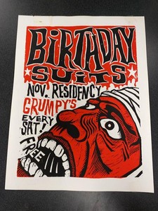 Birthday Suits Grumpys Residency Screen Print Poster Approx 13x10.5