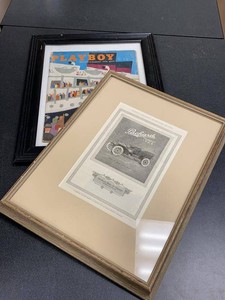 Group Framed Vintage Playboy Cover & Packard 1908 Magazine Ad