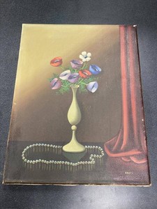Signed Andre Floral Still Life Oil Painting on Canvas 11x15 Unframed
