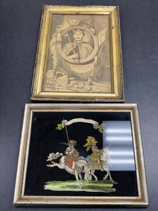 Pair of Framed Historical Prints Richard I & Hand Colored Equestrian