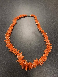 Vintage Orange Coral Chip Bead Necklace Barrel Clasp Repair Piece