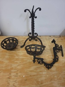 Lot of Assorted Cast Iron Decorative Stand & Wall Sconce Pieces
