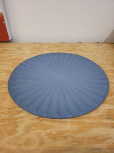 Jeff Longtin Signed Porcelain Blue Sunburst Platter Charger 2014