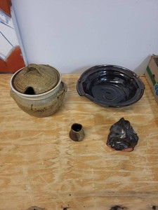 Lot of Assorted Studio Pottery Crock Ashtray Vase Sculptural Piece