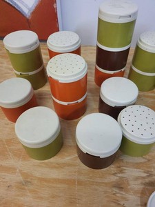 Vintage Tupperware Stacking Canisters & Retro Glassware Kitchen Lot