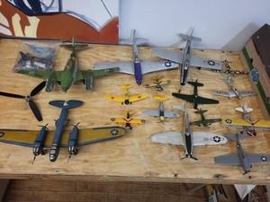 Vintage Assorted Military Airplane Model Toy Lot Diecast Plastic