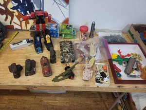 Box Lot of Vintage & Modern Toys Disney McDonalds Robot Tank Car