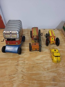 Lot of Assorted Vintage Tin Litho Toy Vehicles Lima MAR Toys