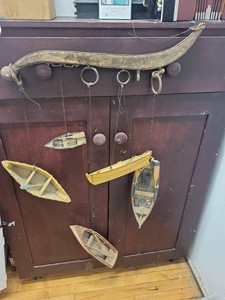 Vintage Folk Art Nautical Wall Hanging w Miniature Boats