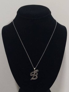 Sterling Silver B Pendant Necklace with Marcasite