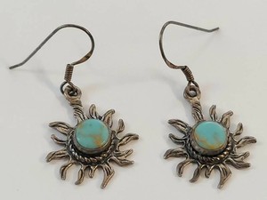 Sterling Silver Sun Earrings with Turquoise Stone