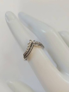Sterling Silver Crown Design Ring with Clear Stones