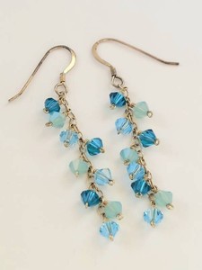 Sterling Silver Blue Teal Beaded Dangle Earrings