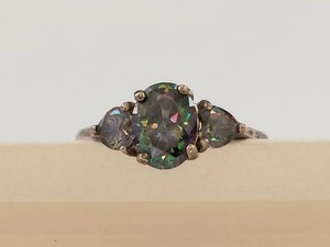 Vintage Sterling Silver Multicolored Stone Ring