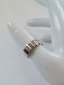 Sterling Silver Ring with Purple and Clear Stones