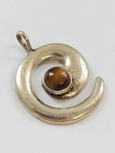 Sterling Silver Swirl Pendant with Tigers Eye Stone