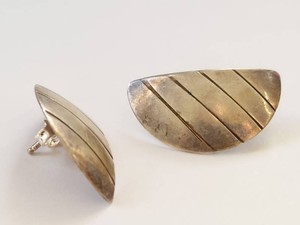 Vintage Sterling Silver Half-Circle Earrings