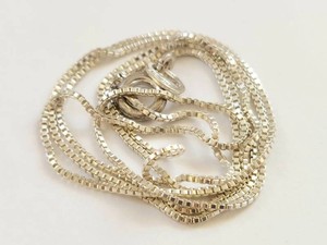 Italian Sterling Silver Box Chain Necklace 18Inch