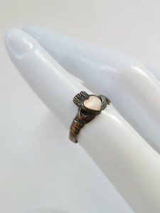 Vintage Claddagh Heart Stone Sterling Silver Ring Size 5