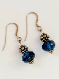 Elegant Blue Beaded Drop Earrings with Sterling Silver