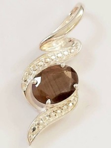 Sterling Silver Smokey Quartz Swirl Pendant