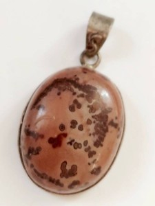 Unique Natural Stone Oval Pendant with Sterling Silver