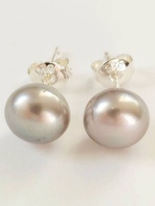 Sterling Silver Pearl Stud Earrings with 925 Markings