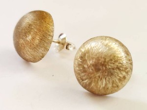 Sterling Silver Brushed Finish Dome Stud Earrings 925