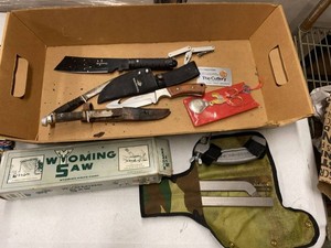 Group of Hunting Knives, Wyoming Saw, Multi-Tool & Fish Bottle Opener