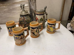 Group Vintage Beer Steins Ceramic Mugs Avon Brazil Germany